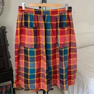 Seasalt Cornwall Misty Day Midi Skirt Checked Plaid Size 10